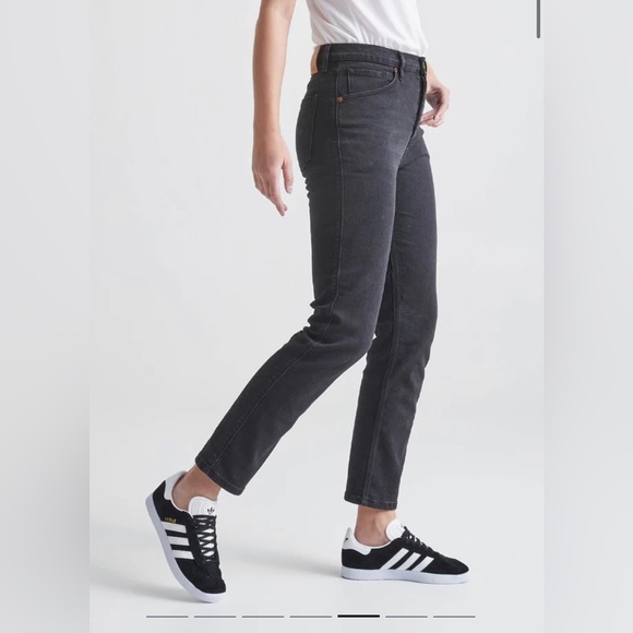 Duer Women’s Midweight Denim High Rise Straight Aged Black DU/ER Jeans 30x29 - Picture 3 of 7